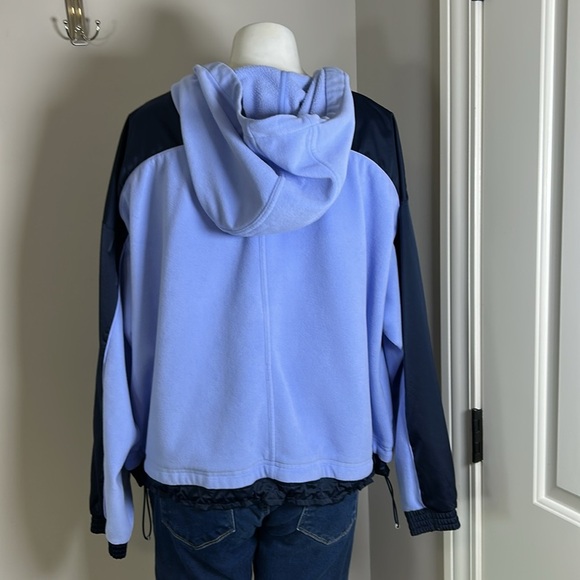Athleta Zion Microfleece Half Zip Hooded Yoga Recycled Midweight Blue Sz L - Picture 8 of 14